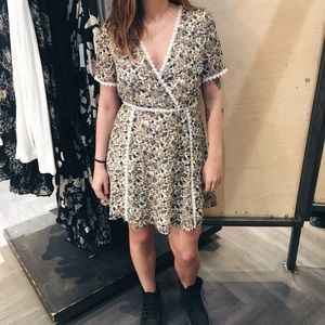 Lace detailed floral dress